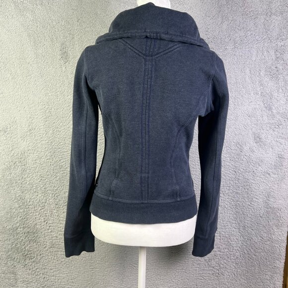 Lululemon Karmacollected Jacket Womens 4 Heather Blue Zip Cotton Fleece Preppy - Picture 2 of 9